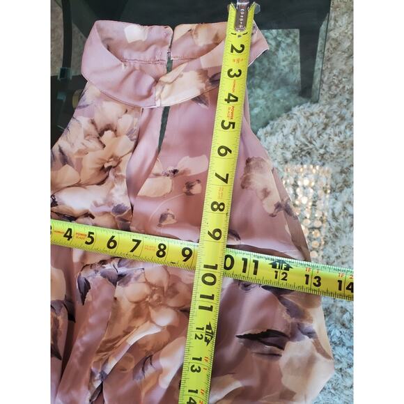 Sienna Sky Women Beige Floral Polyester Halter Neck Sleeveless Long Maxi Dress M - Picture 13 of 14